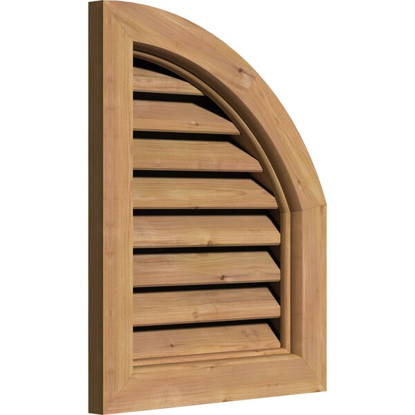 Quarter Round Top Right Functional Western Red Cedar Gable Vnt W/Brick Mould Face Frame, 12W X 32H